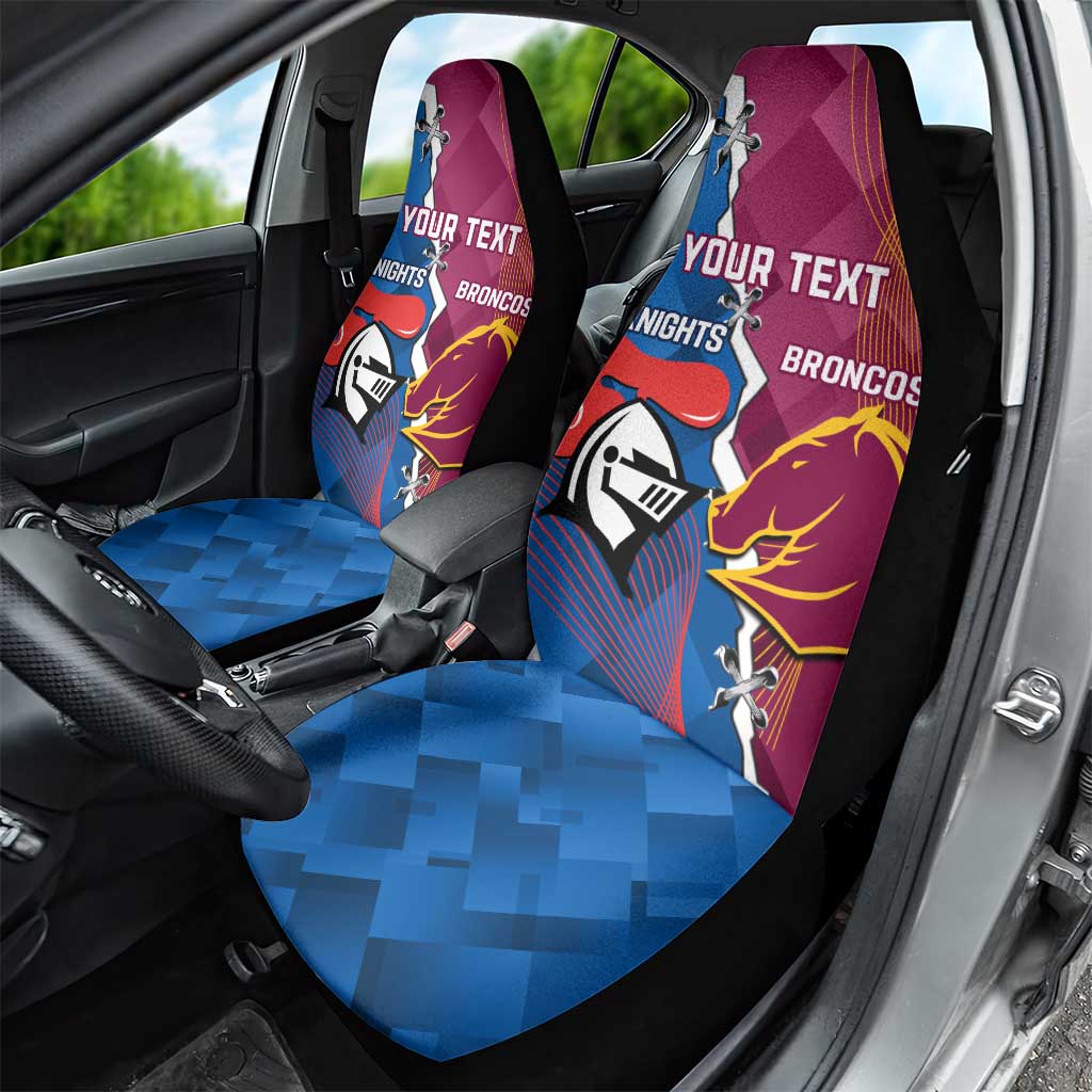 Custom Broncos And Knights Rugby Car Seat Cover Dynamic Version