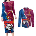 Custom Broncos And Knights Rugby Couples Matching Long Sleeve Bodycon Dress and Long Sleeve Button Shirt Dynamic Version