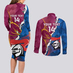 Custom Broncos And Knights Rugby Couples Matching Long Sleeve Bodycon Dress and Long Sleeve Button Shirt Dynamic Version