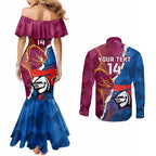 Custom Broncos And Knights Rugby Couples Matching Mermaid Dress and Long Sleeve Button Shirt Dynamic Version