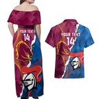 Custom Broncos And Knights Rugby Couples Matching Off Shoulder Maxi Dress and Hawaiian Shirt Dynamic Version