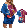 Custom Broncos And Knights Rugby Couples Matching Off Shoulder Short Dress and Hawaiian Shirt Dynamic Version