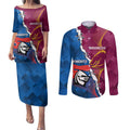 Custom Broncos And Knights Rugby Couples Matching Puletasi and Long Sleeve Button Shirt Dynamic Version