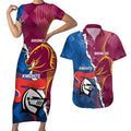 Custom Broncos And Knights Rugby Couples Matching Short Sleeve Bodycon Dress and Hawaiian Shirt Dynamic Version