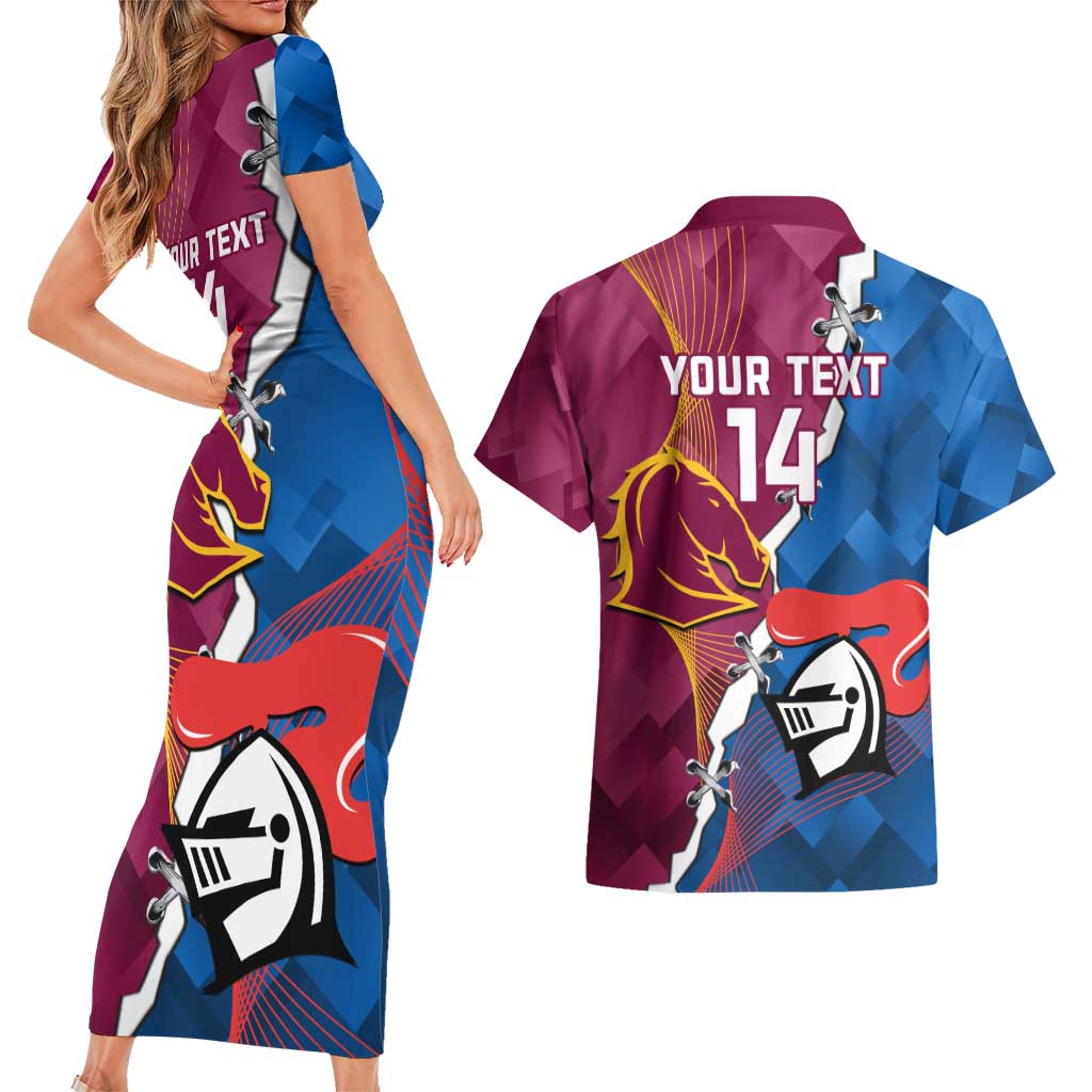 Custom Broncos And Knights Rugby Couples Matching Short Sleeve Bodycon Dress and Hawaiian Shirt Dynamic Version