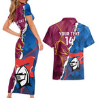 Custom Broncos And Knights Rugby Couples Matching Short Sleeve Bodycon Dress and Hawaiian Shirt Dynamic Version