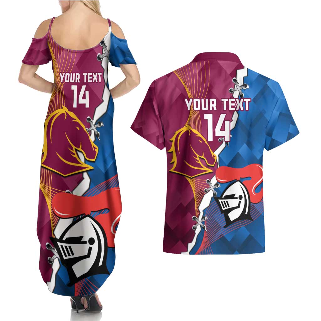 Custom Broncos And Knights Rugby Couples Matching Summer Maxi Dress and Hawaiian Shirt Dynamic Version