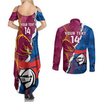 Custom Broncos And Knights Rugby Couples Matching Summer Maxi Dress and Long Sleeve Button Shirt Dynamic Version