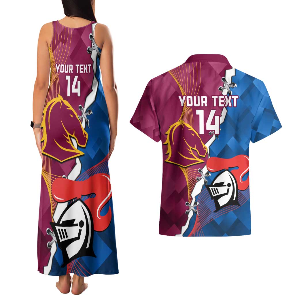 Custom Broncos And Knights Rugby Couples Matching Tank Maxi Dress and Hawaiian Shirt Dynamic Version