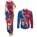 Custom Broncos And Knights Rugby Couples Matching Tank Maxi Dress and Long Sleeve Button Shirt Dynamic Version