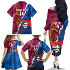 Custom Broncos And Knights Rugby Family Matching Off The Shoulder Long Sleeve Dress and Hawaiian Shirt Dynamic Version