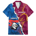 Custom Broncos And Knights Rugby Family Matching Off The Shoulder Long Sleeve Dress and Hawaiian Shirt Dynamic Version