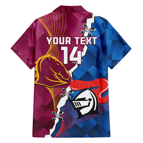 Custom Broncos And Knights Rugby Family Matching Off The Shoulder Long Sleeve Dress and Hawaiian Shirt Dynamic Version