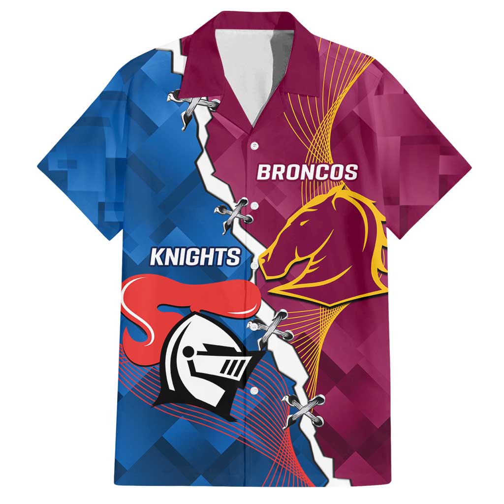 Custom Broncos And Knights Rugby Family Matching Off Shoulder Maxi Dress and Hawaiian Shirt Dynamic Version
