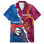 Custom Broncos And Knights Rugby Family Matching Off Shoulder Maxi Dress and Hawaiian Shirt Dynamic Version