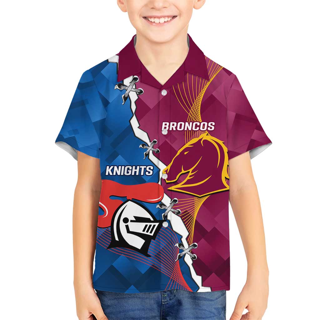 Custom Broncos And Knights Rugby Family Matching Off Shoulder Maxi Dress and Hawaiian Shirt Dynamic Version