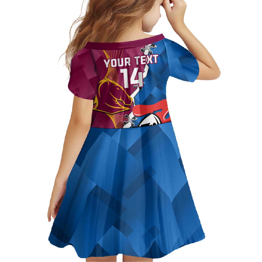 Custom Broncos And Knights Rugby Family Matching Short Sleeve Bodycon Dress and Hawaiian Shirt Dynamic Version