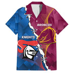 Custom Broncos And Knights Rugby Family Matching Short Sleeve Bodycon Dress and Hawaiian Shirt Dynamic Version