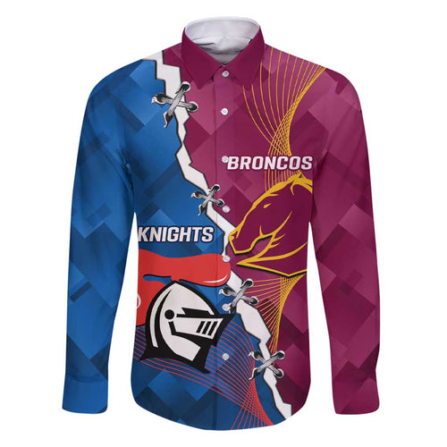 Custom Broncos And Knights Rugby Family Matching Short Sleeve Bodycon Dress and Hawaiian Shirt Dynamic Version