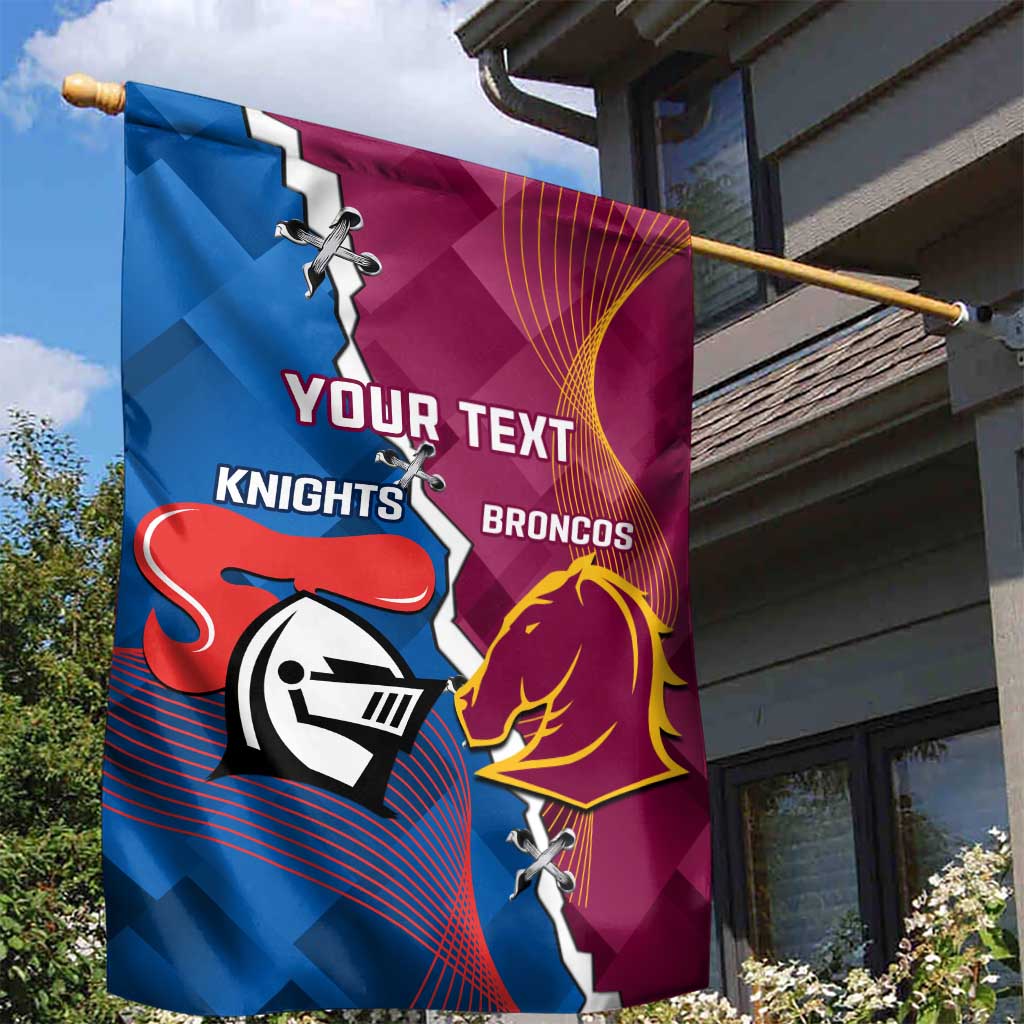 Custom Broncos And Knights Rugby Garden Flag Dynamic Version