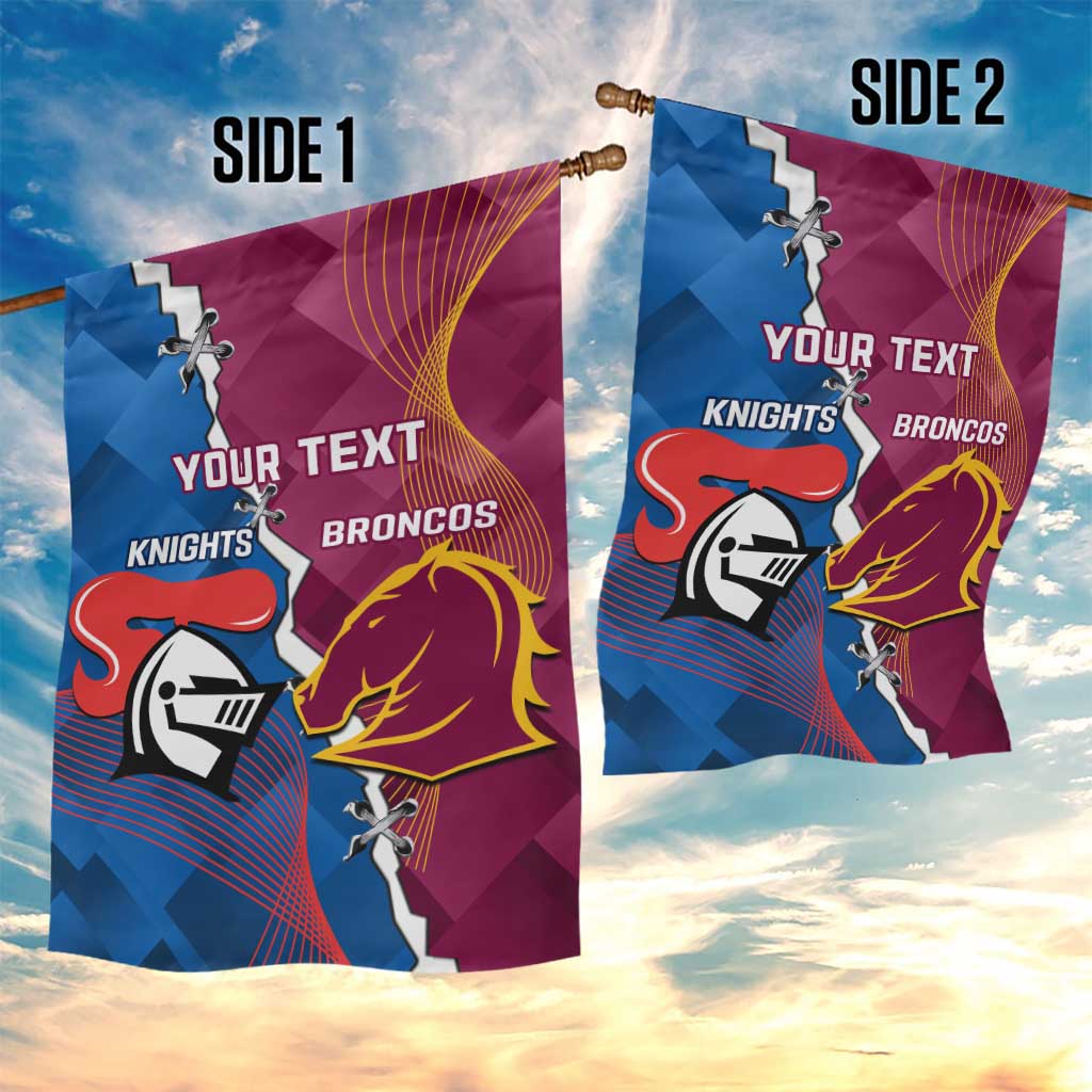 Custom Broncos And Knights Rugby Garden Flag Dynamic Version