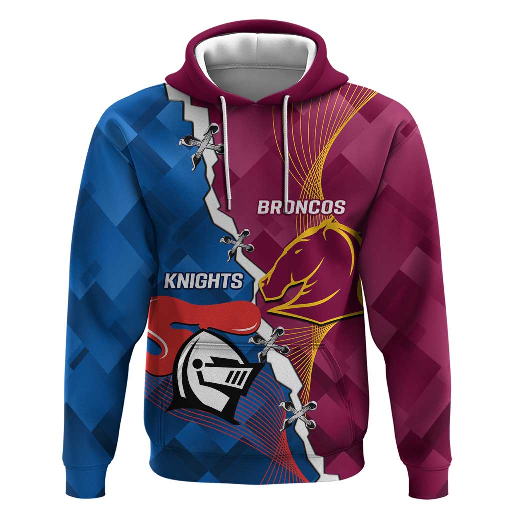 Custom Broncos And Knights Rugby Hoodie Dynamic Version