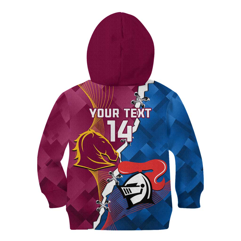 Custom Broncos And Knights Rugby Kid Hoodie Dynamic Version