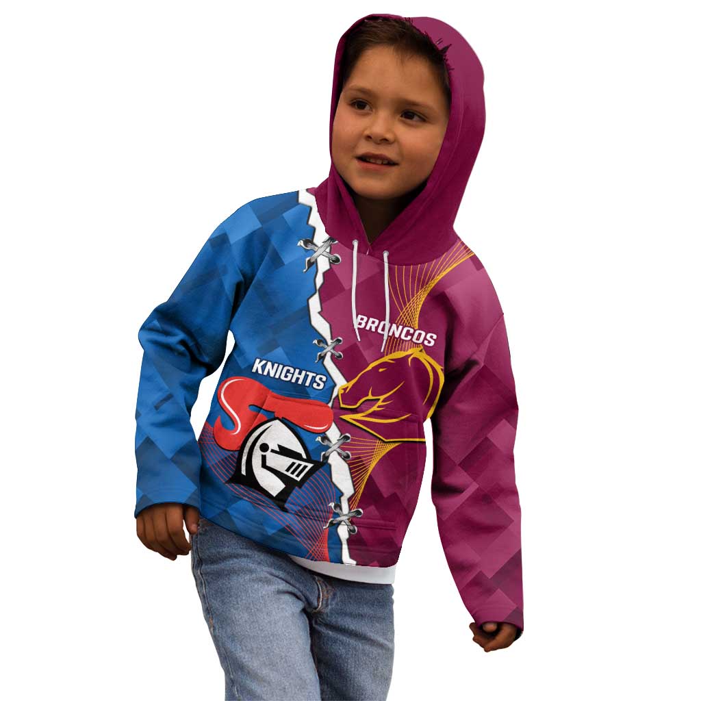 Custom Broncos And Knights Rugby Kid Hoodie Dynamic Version
