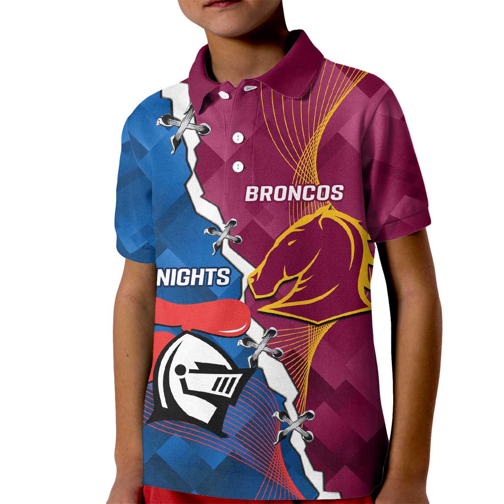 Custom Broncos And Knights Rugby Kid Polo Shirt Dynamic Version