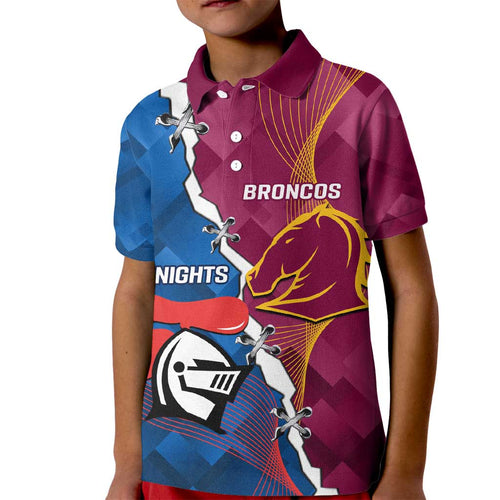 Custom Broncos And Knights Rugby Kid Polo Shirt Dynamic Version