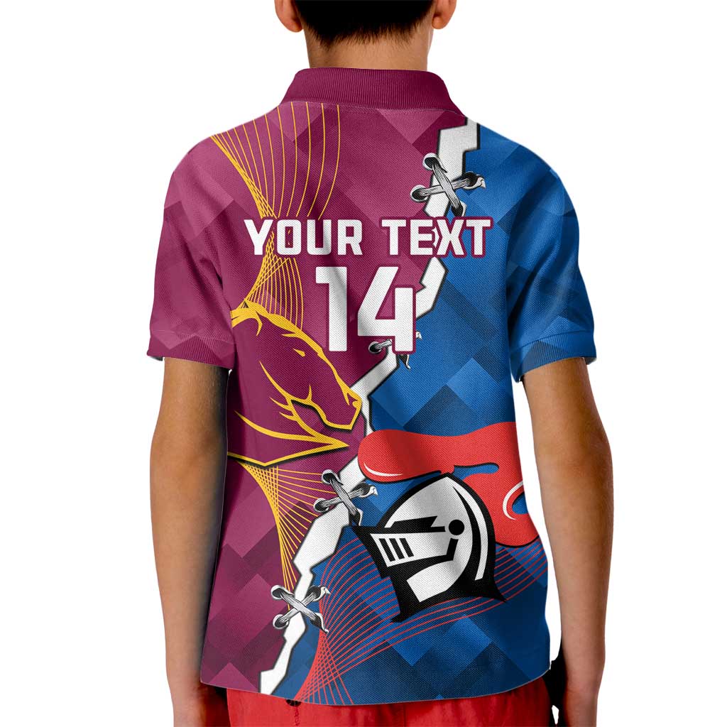 Custom Broncos And Knights Rugby Kid Polo Shirt Dynamic Version