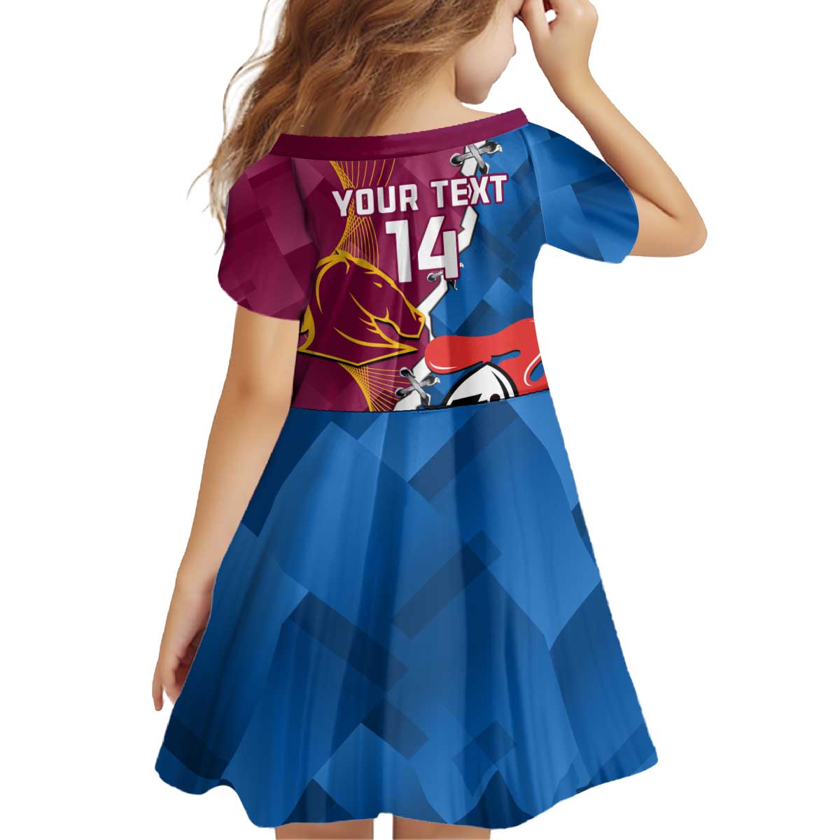 Custom Broncos And Knights Rugby Kid Short Sleeve Dress Dynamic Version