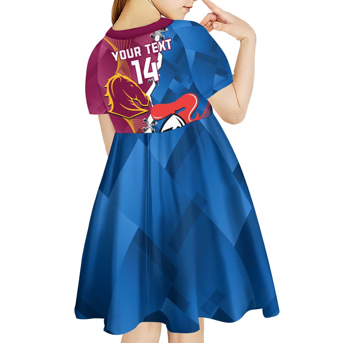 Custom Broncos And Knights Rugby Kid Short Sleeve Dress Dynamic Version