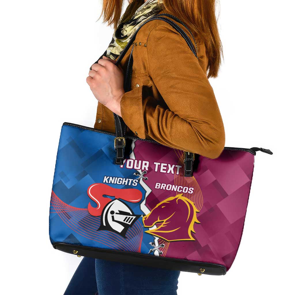 Custom Broncos And Knights Rugby Leather Tote Bag Dynamic Version