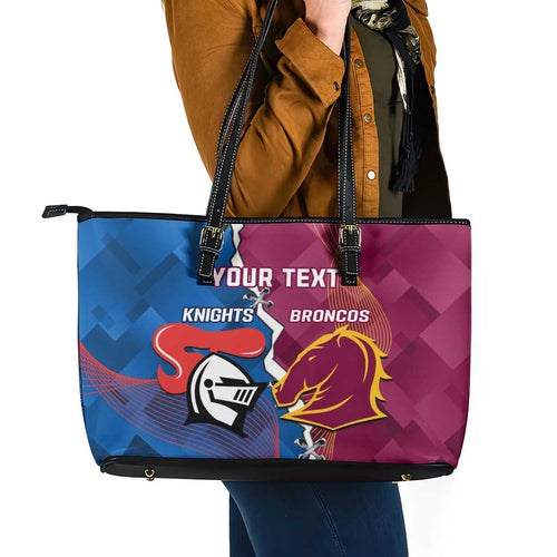 Custom Broncos And Knights Rugby Leather Tote Bag Dynamic Version