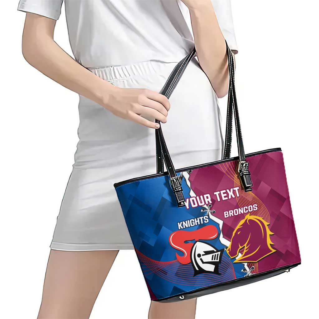 Custom Broncos And Knights Rugby Leather Tote Bag Dynamic Version