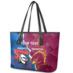 Custom Broncos And Knights Rugby Leather Tote Bag Dynamic Version