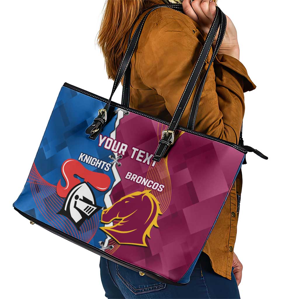 Custom Broncos And Knights Rugby Leather Tote Bag Dynamic Version