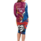 Custom Broncos And Knights Rugby Long Sleeve Bodycon Dress Dynamic Version