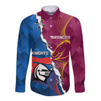 Custom Broncos And Knights Rugby Long Sleeve Button Shirt Dynamic Version