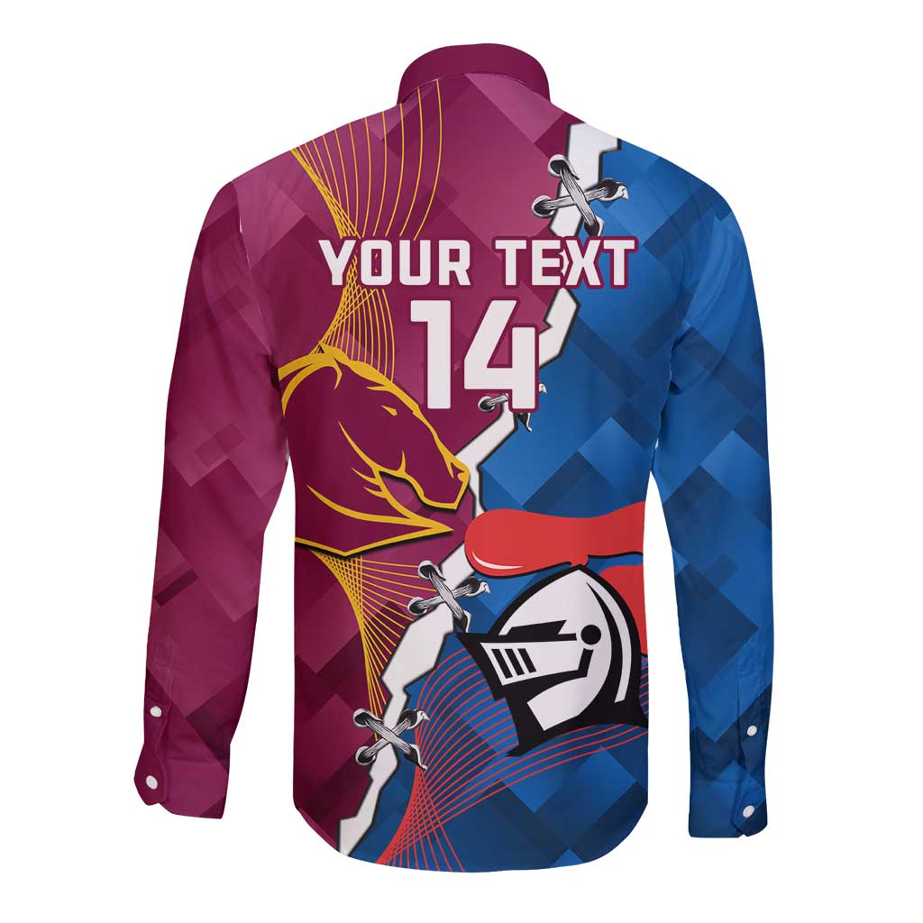 Custom Broncos And Knights Rugby Long Sleeve Button Shirt Dynamic Version