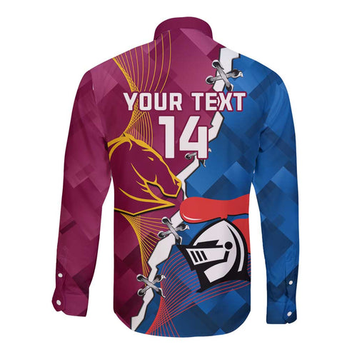 Custom Broncos And Knights Rugby Long Sleeve Button Shirt Dynamic Version