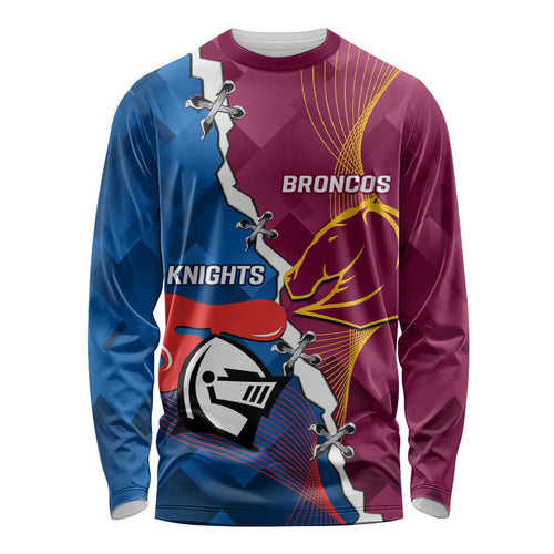 Custom Broncos And Knights Rugby Long Sleeve Shirt Dynamic Version