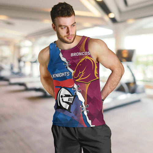 Custom Broncos And Knights Rugby Men Tank Top Dynamic Version