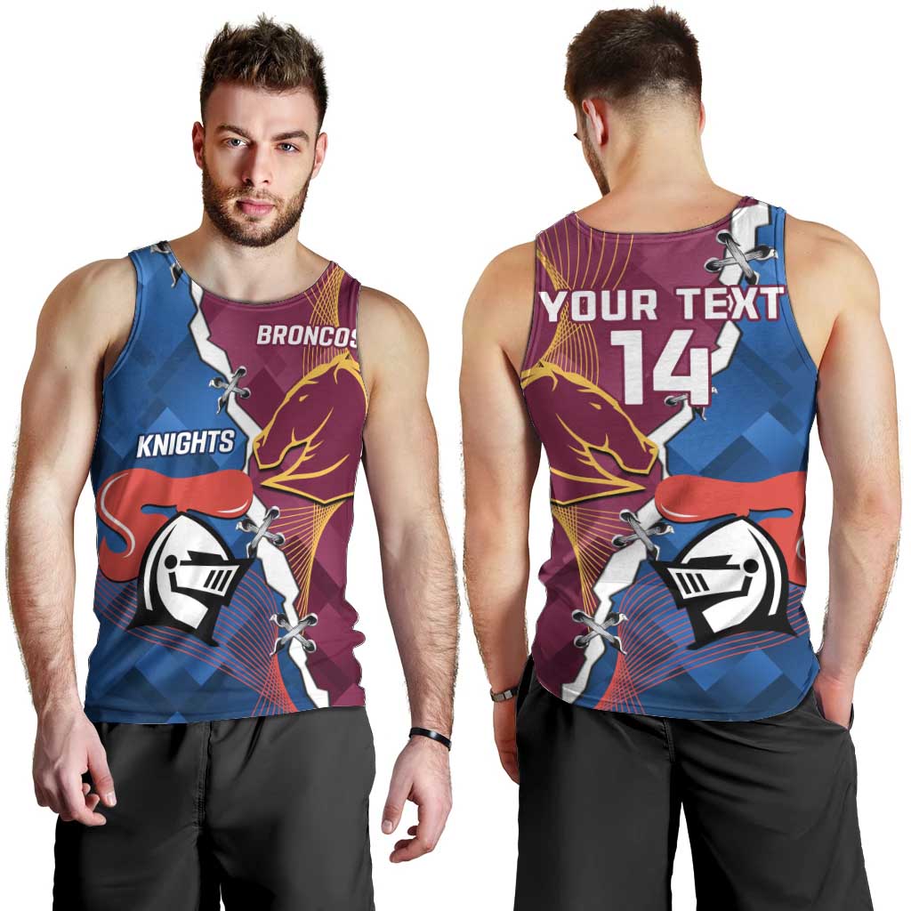Custom Broncos And Knights Rugby Men Tank Top Dynamic Version