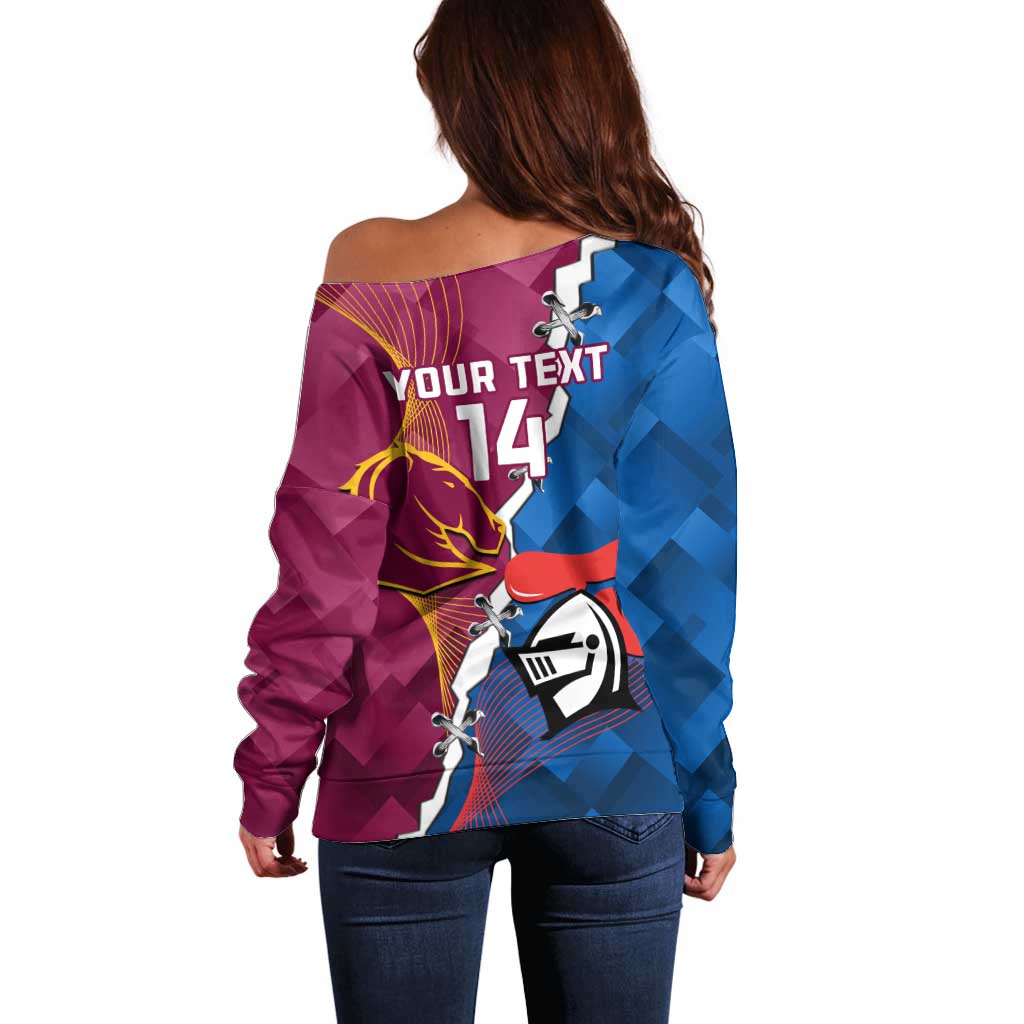 Custom Broncos And Knights Rugby Off Shoulder Sweater Dynamic Version