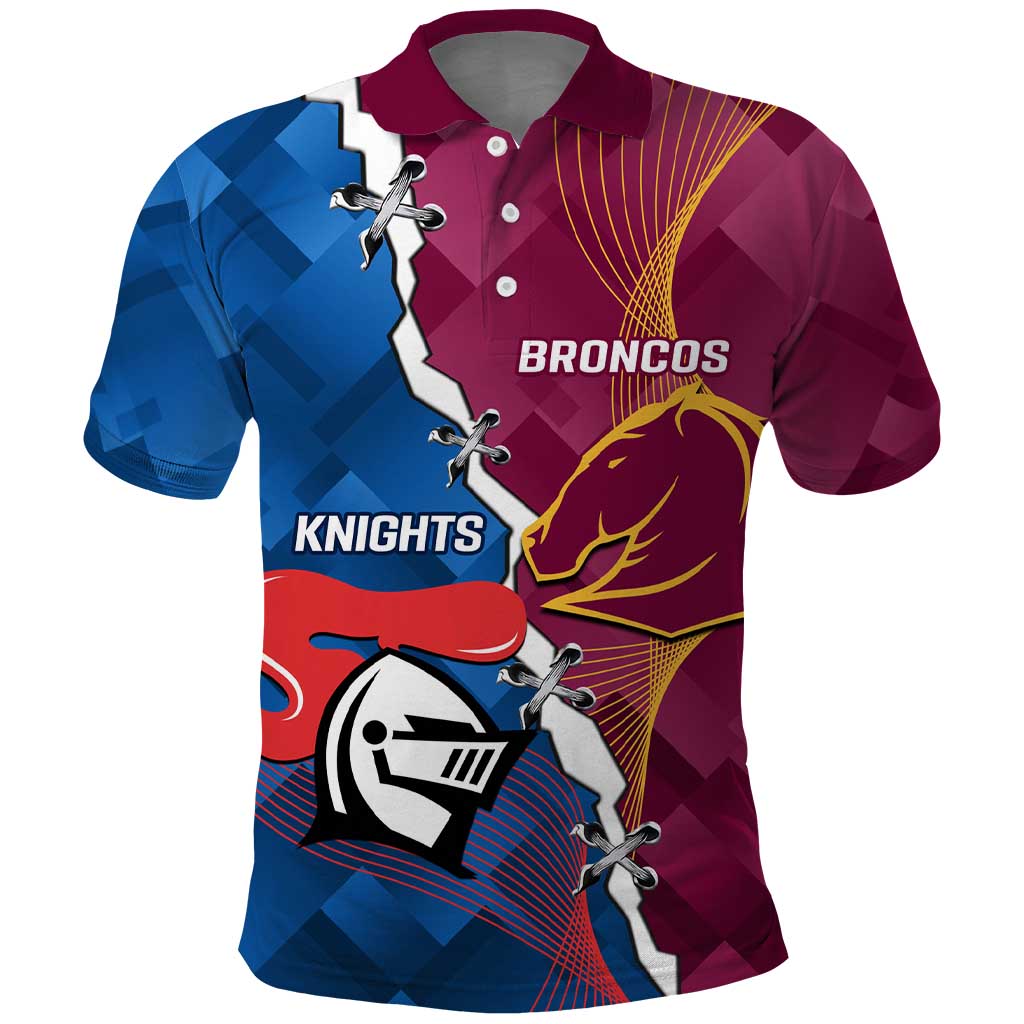 Custom Broncos And Knights Rugby Polo Shirt Dynamic Version