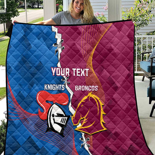 Custom Broncos And Knights Rugby Quilt Dynamic Version