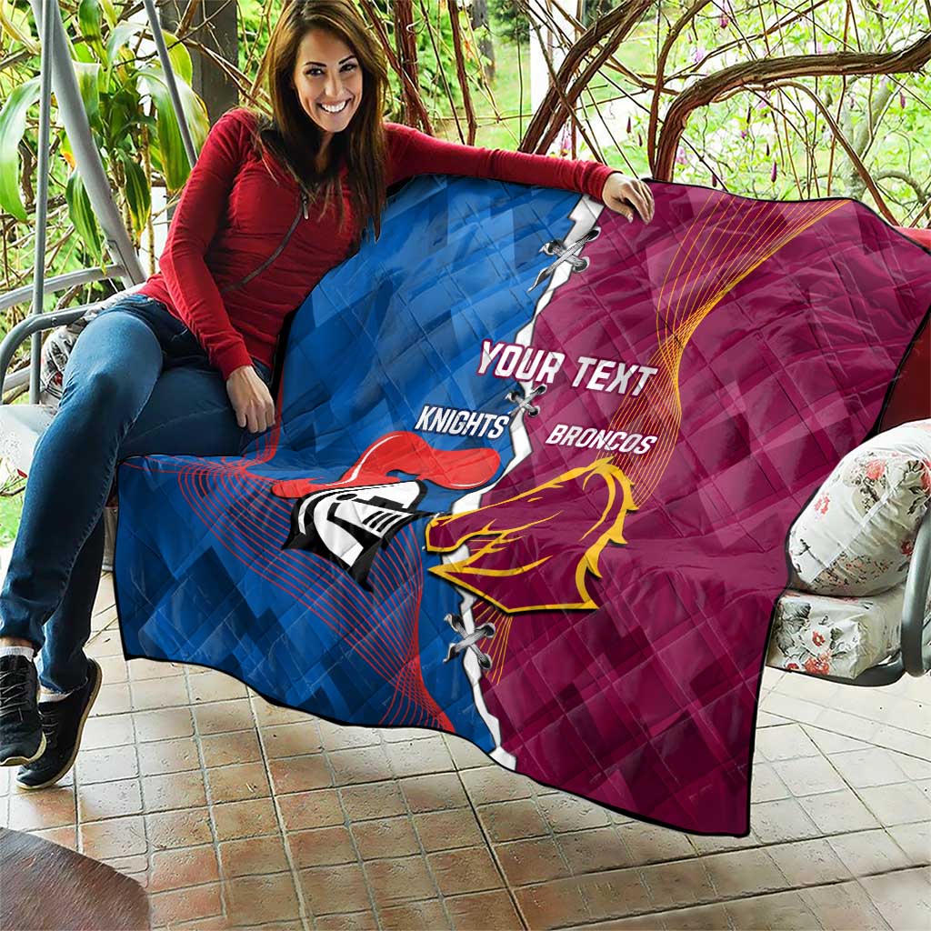 Custom Broncos And Knights Rugby Quilt Dynamic Version
