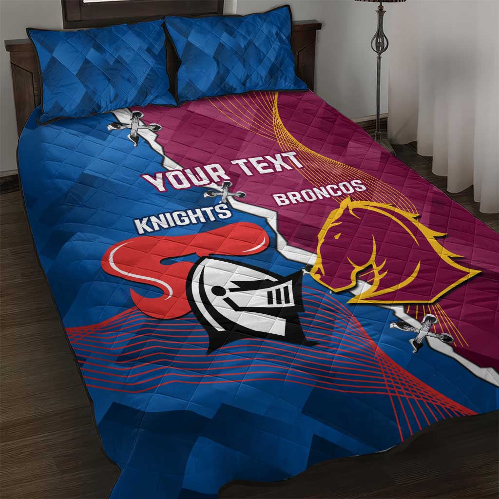 Custom Broncos And Knights Rugby Quilt Bed Set Dynamic Version